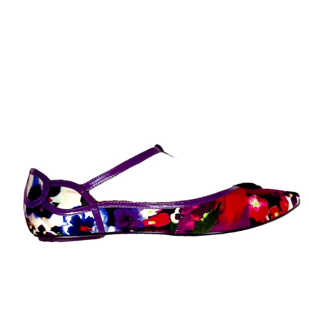 Anthropologie Poetic License NEW Womens Purple Flats 9 40 Floral Bow Shoes - Picture 12 of 13
